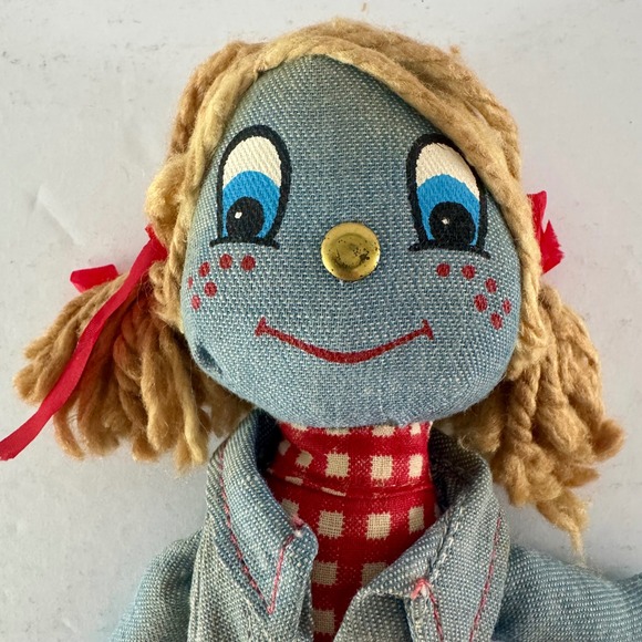 Vintage Levi Strauss Denim Rag Doll 1970s Advertising Red Tab Blonde Hair Plush - Picture 4 of 8